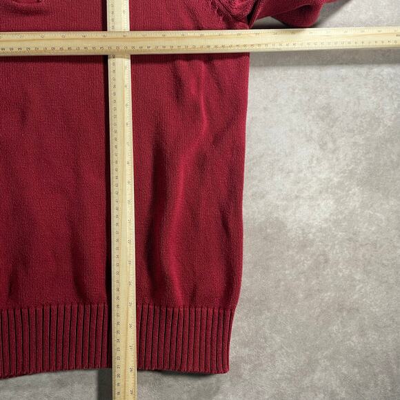 Eddie Bauer Red Maroon Henley Knit Sweater Size Large - Picture 4 of 8